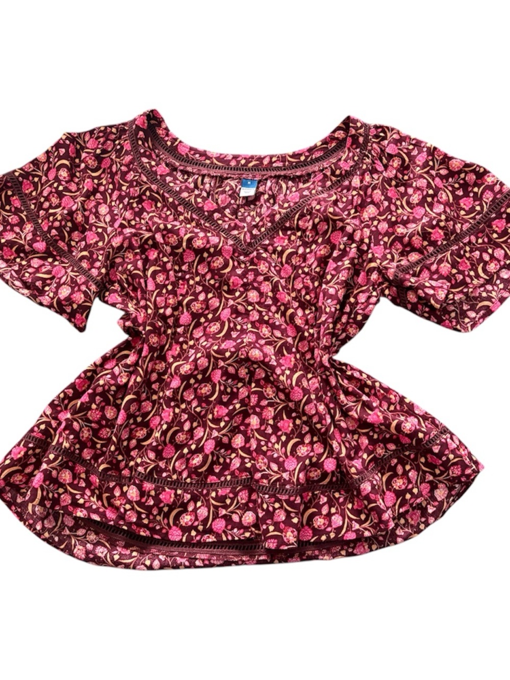 Old Navy Boho Floral Short Sleeve Blouse